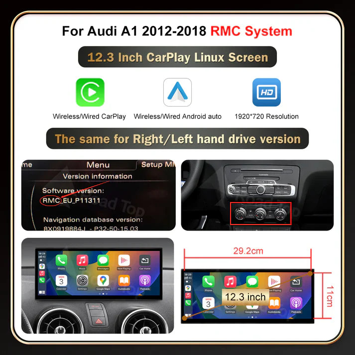 Audi A1 2012-2018 CarPlay Screen 12.3”