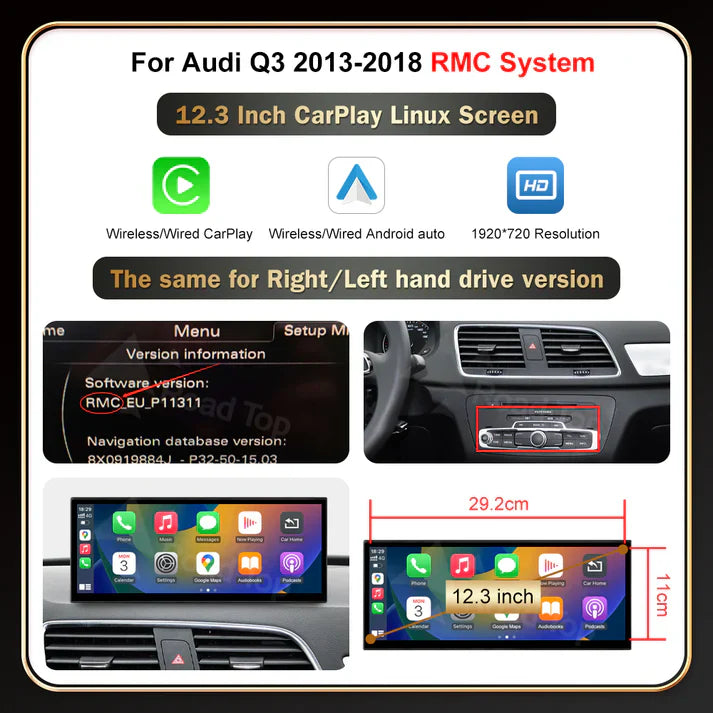 Audi Q3 2012-2018 CarPlay Screen 12.3”