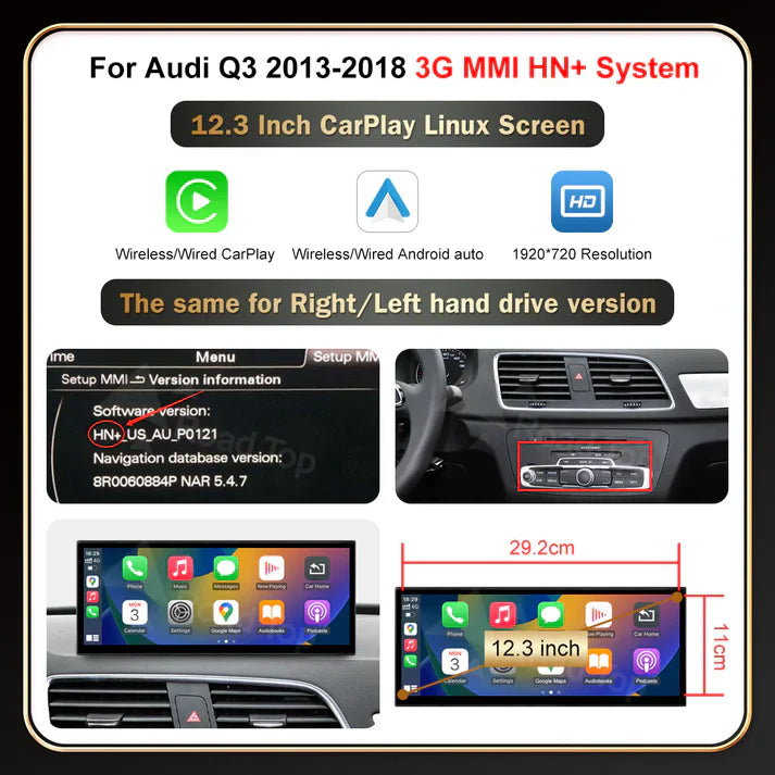 Audi Q3 2012-2018 CarPlay Screen 12.3”